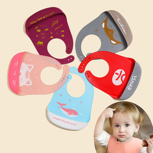 Waterproof And Dirt Soft Silicone Pocket Baby Bibs