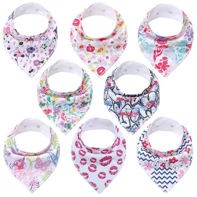 8-piece Organic Set of Colorful Baby Bandana Bibs