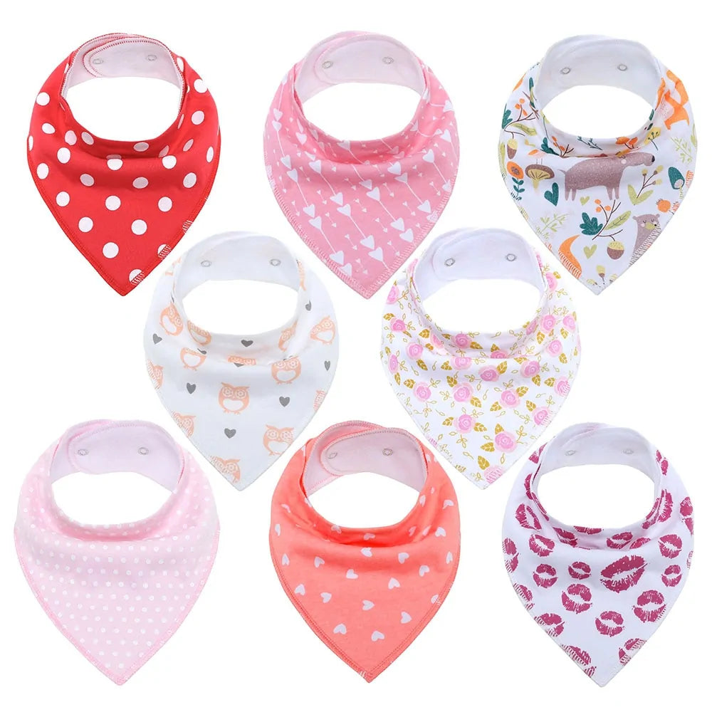 8-piece Organic Set of Colorful Baby Bandana Bibs