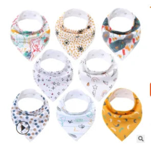 8-piece Organic Set of Colorful Baby Bandana Bibs