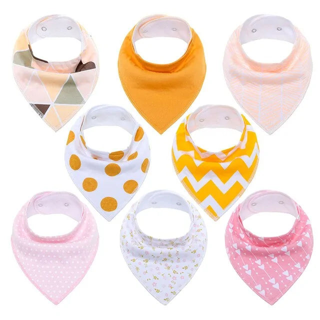 8-piece Organic Set of Colorful Baby Bandana Bibs