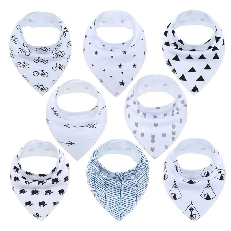 8-piece Organic Set of Colorful Baby Bandana Bibs