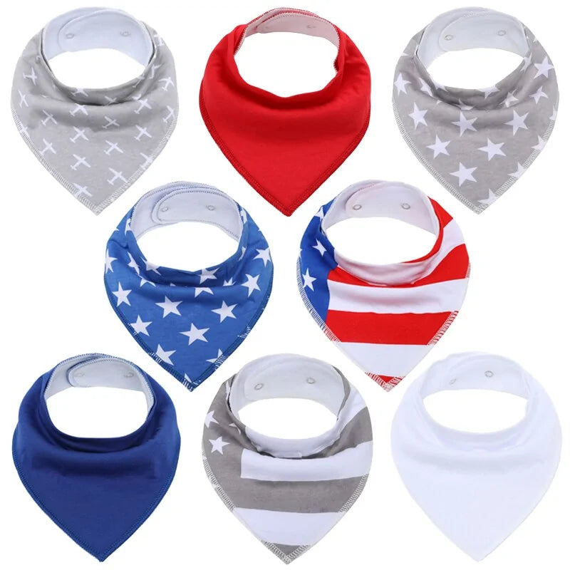 8-piece Organic Set of Colorful Baby Bandana Bibs