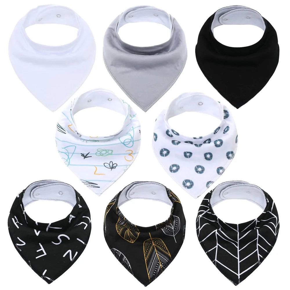 8-piece Organic Set of Colorful Baby Bandana Bibs