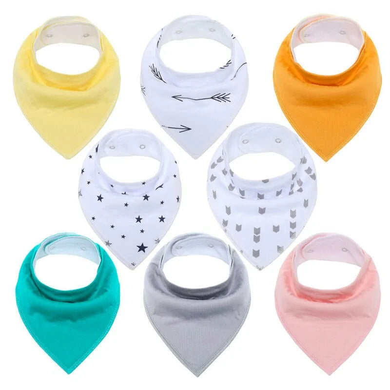 8-piece Organic Set of Colorful Baby Bandana Bibs