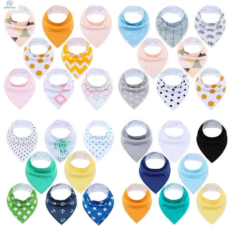 8-piece Organic Set of Colorful Baby Bandana Bibs