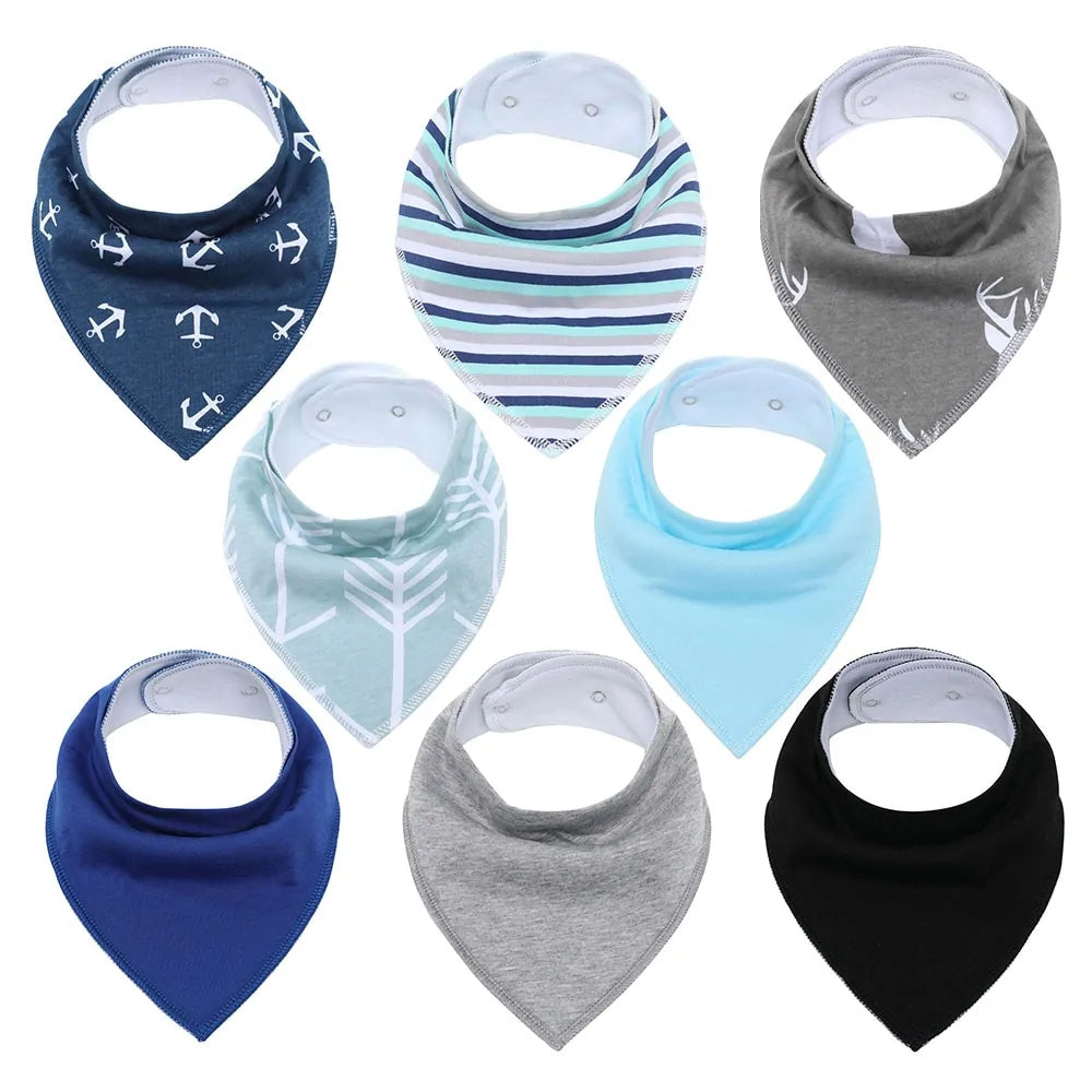 8-piece Organic Set of Colorful Baby Bandana Bibs