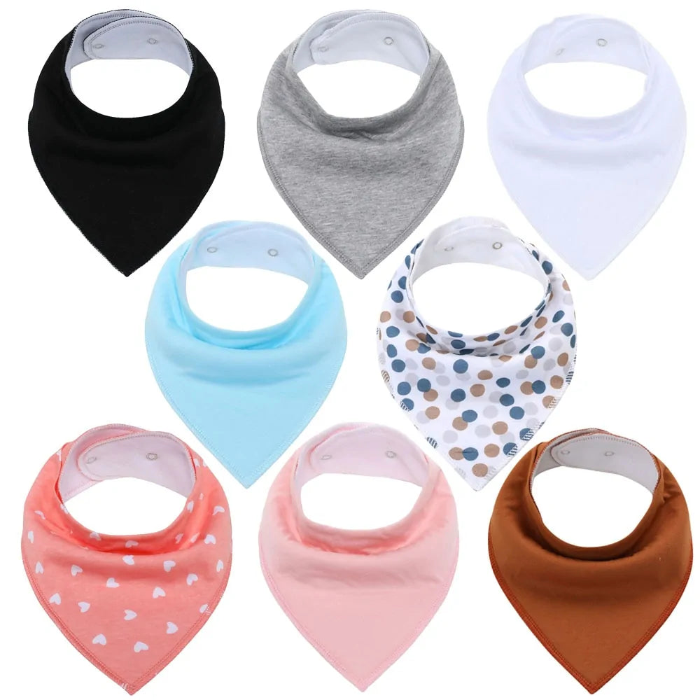 8-piece Organic Set of Colorful Baby Bandana Bibs