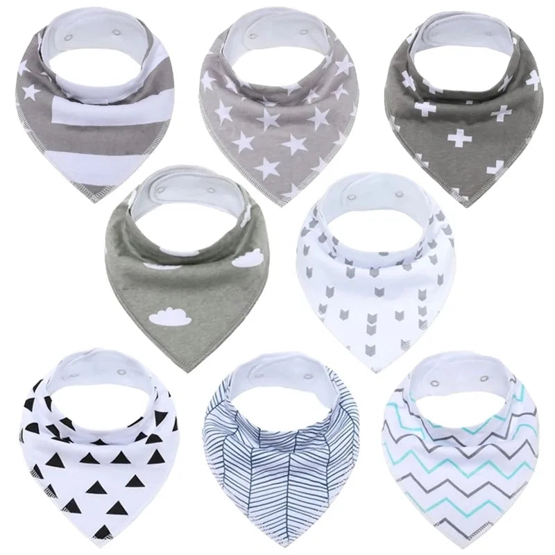 8-piece Organic Set of Colorful Baby Bandana Bibs