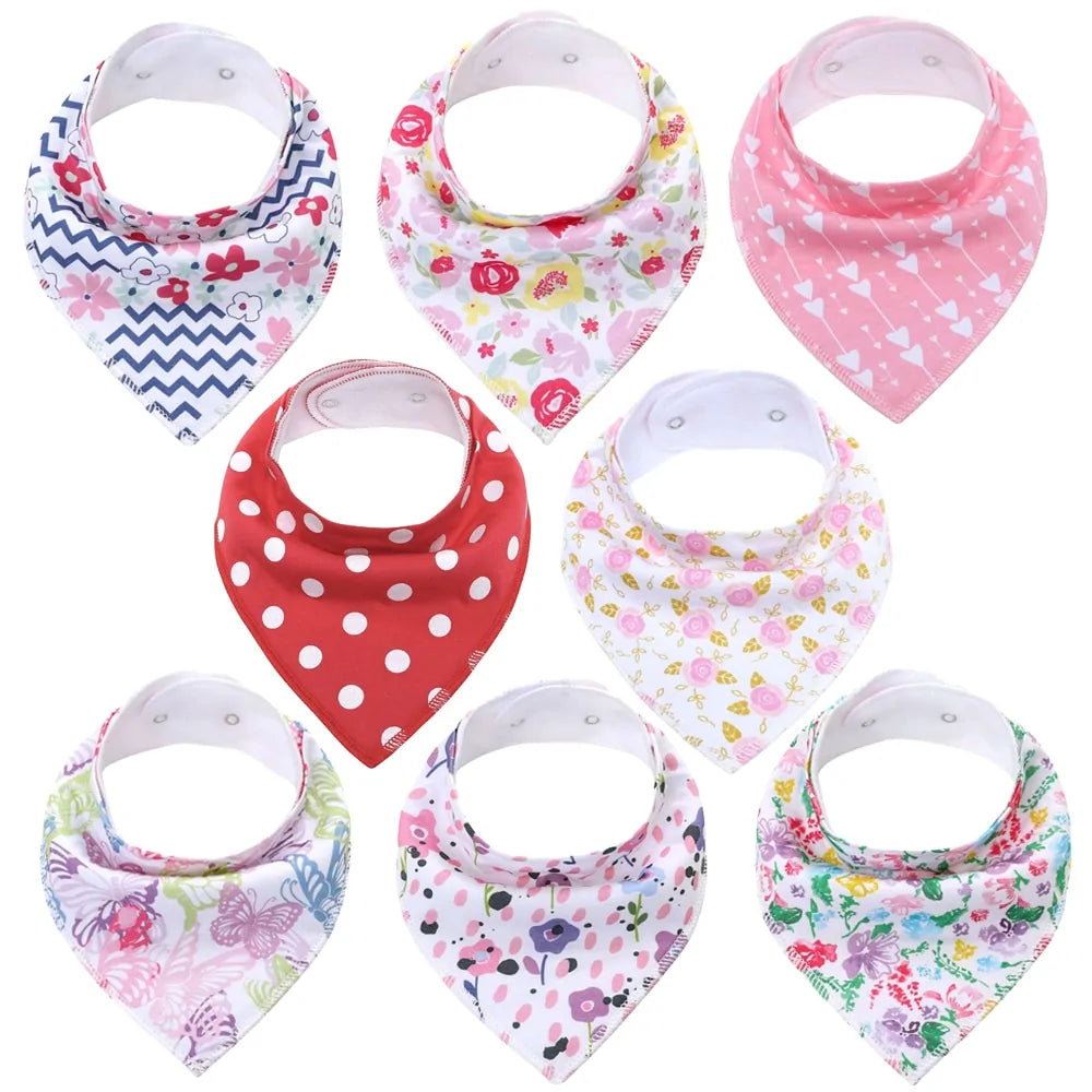 8-piece Organic Set of Colorful Baby Bandana Bibs