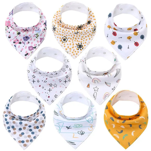 8-piece Organic Set of Colorful Baby Bandana Bibs