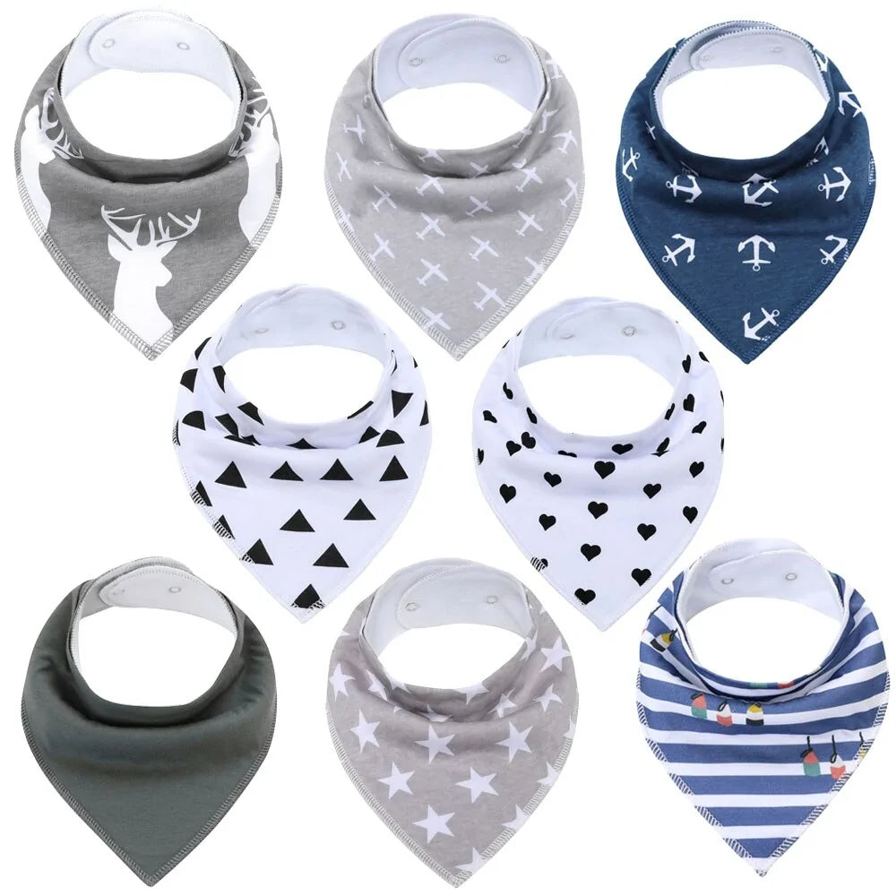 8-piece Organic Set of Colorful Baby Bandana Bibs