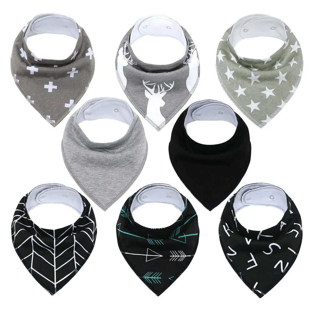 8-piece Organic Set of Colorful Baby Bandana Bibs