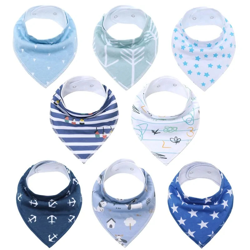 8-piece Organic Set of Colorful Baby Bandana Bibs