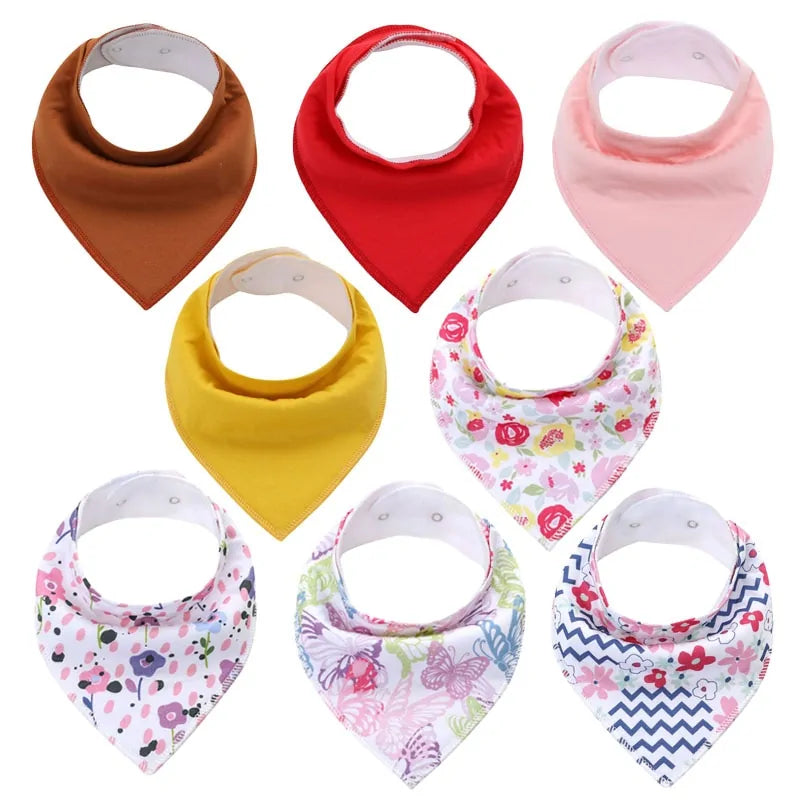 8-piece Organic Set of Colorful Baby Bandana Bibs