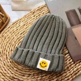 Baby Toddler Ribbed Knit Smile Face Beanie ‘LOVE SMILE’