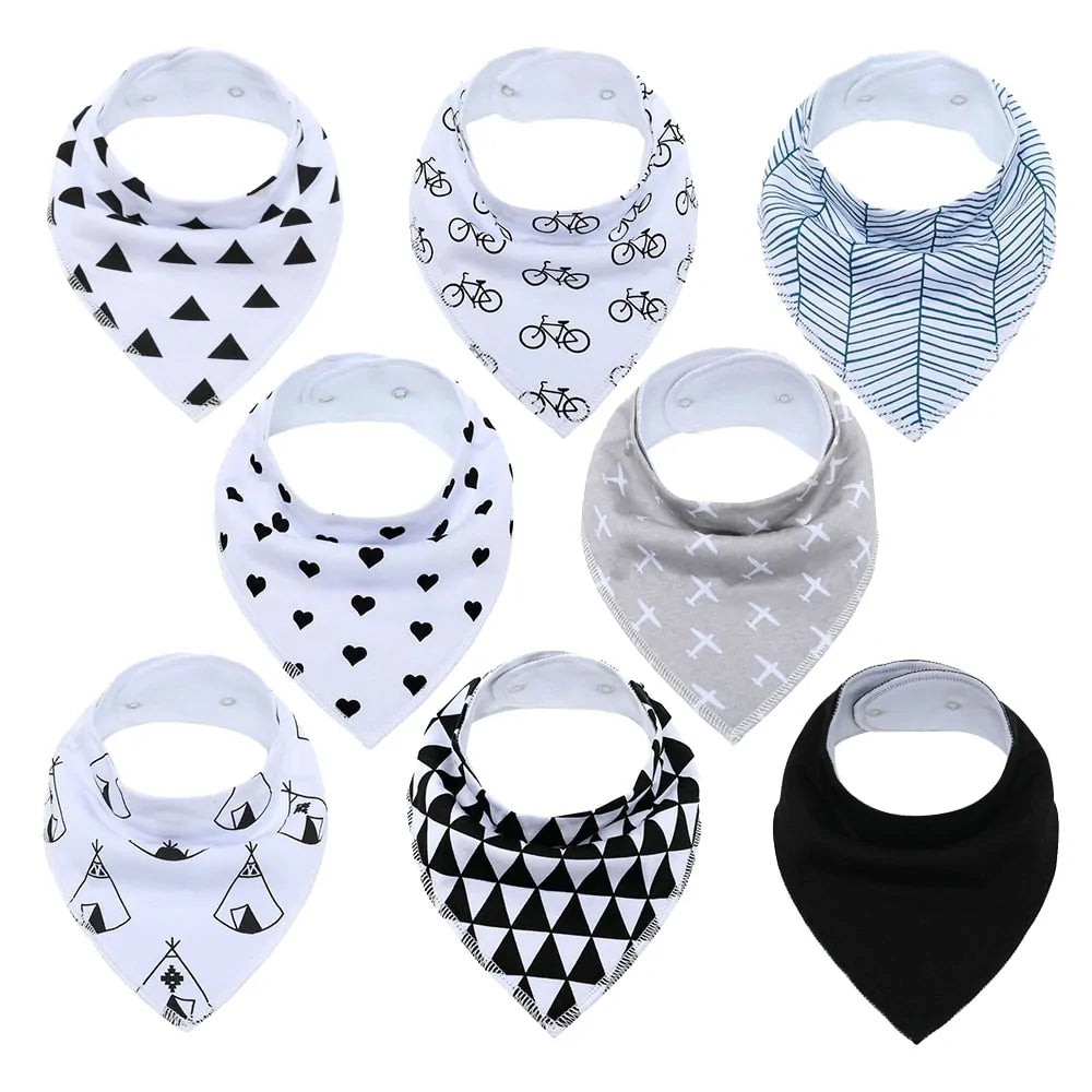 8-piece Organic Set of Colorful Baby Bandana Bibs