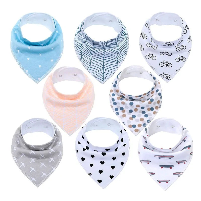 8-piece Organic Set of Colorful Baby Bandana Bibs