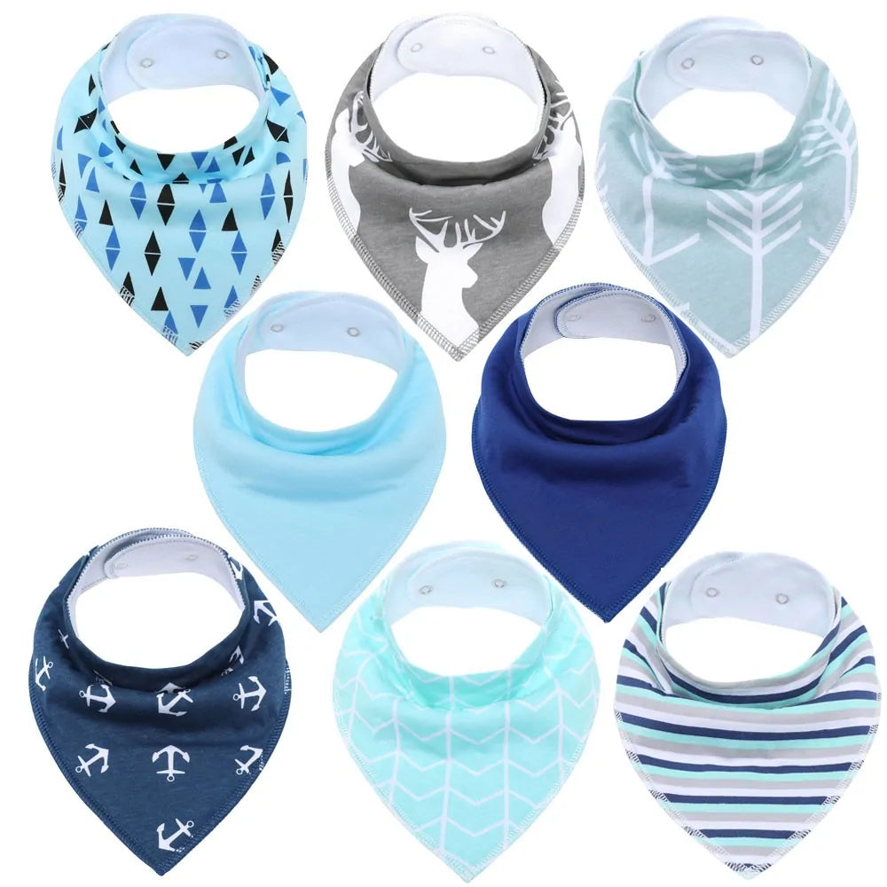 8-piece Organic Set of Colorful Baby Bandana Bibs