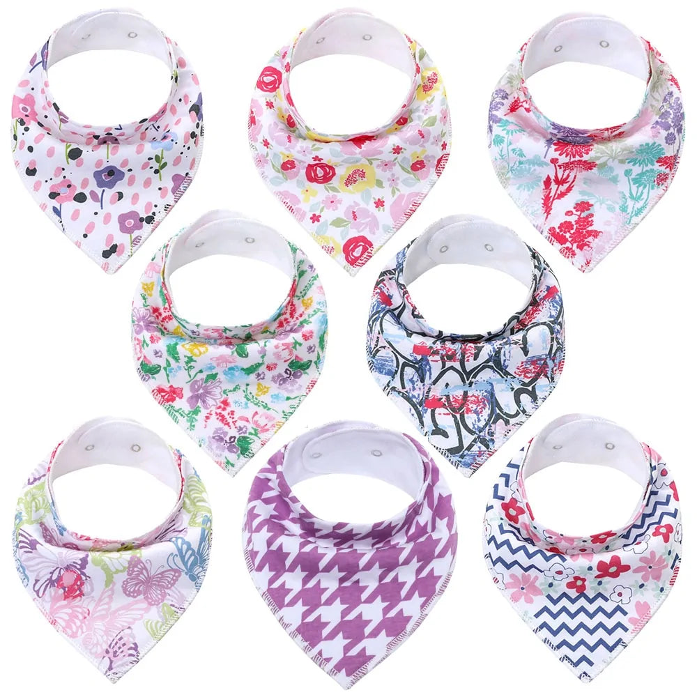 8-piece Organic Set of Colorful Baby Bandana Bibs