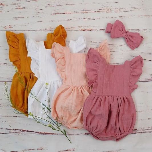 Organic Cotton Baby Girl Summer Dress and Bow Headband